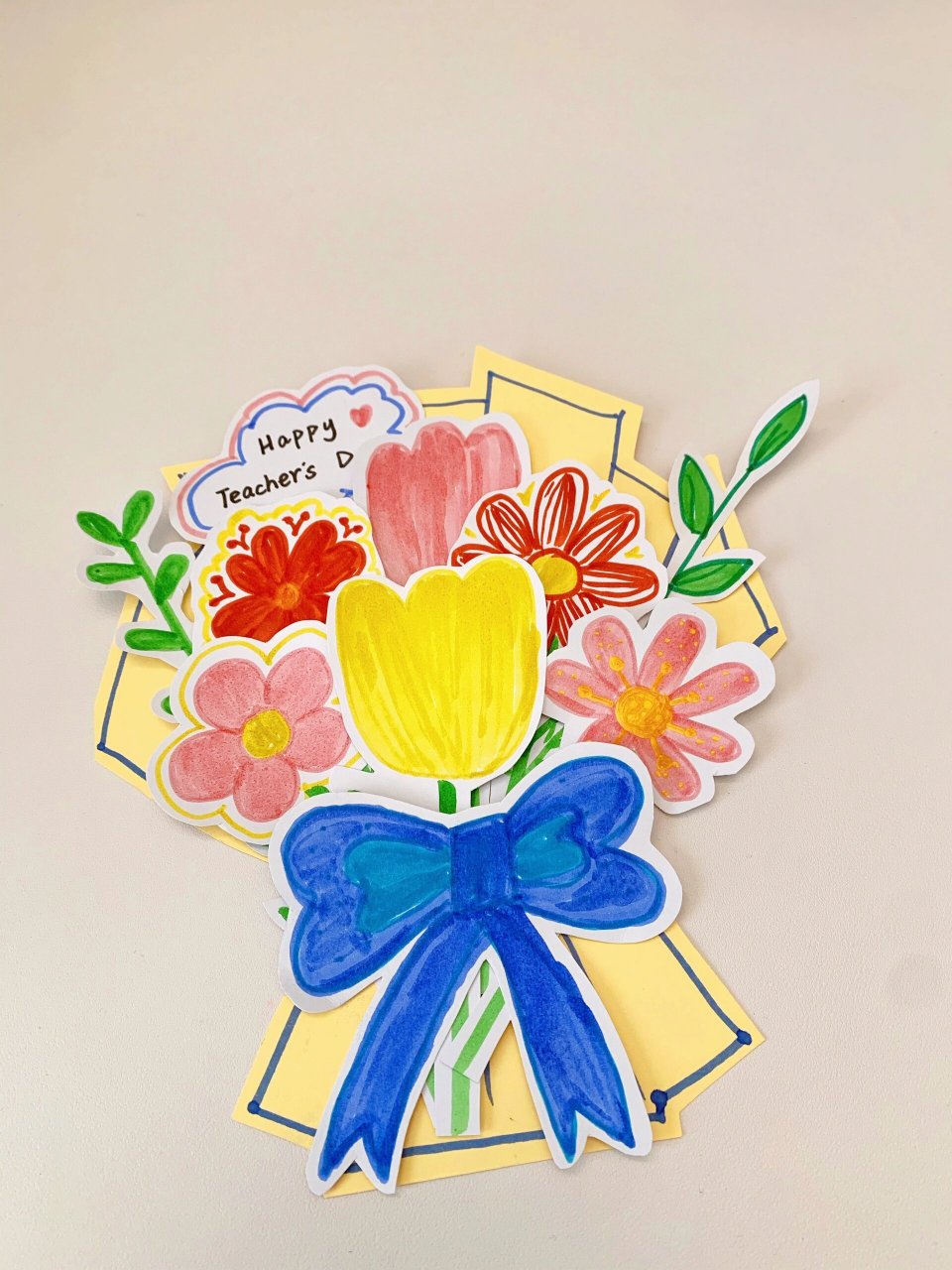 diy花束贺卡|教师节绘画小手工