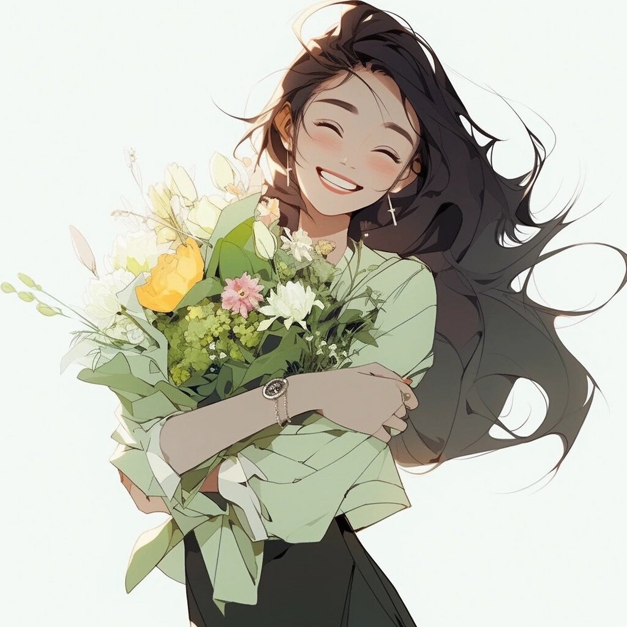 悄悄画职场也温柔‖捧花气质女生头像 来一组职场小姐姐的捧花头像