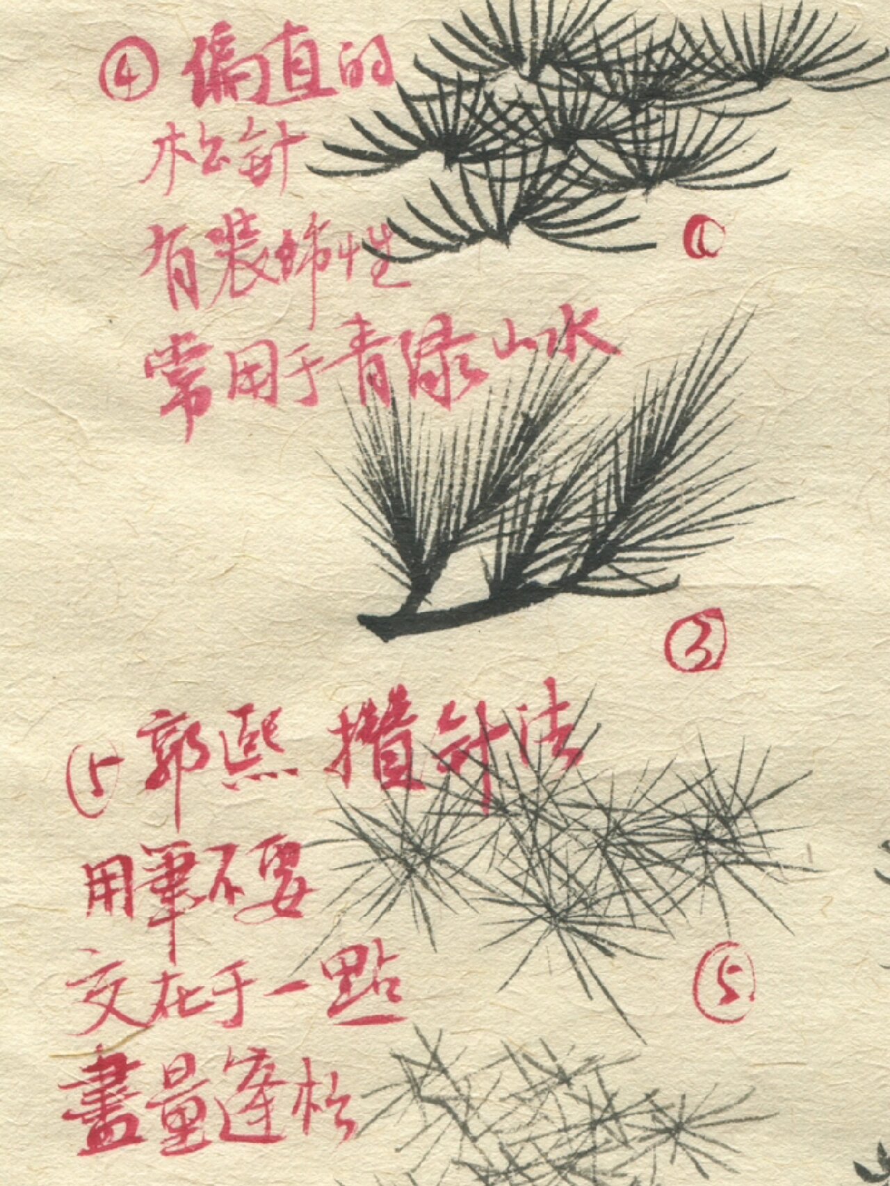 国画秘籍|松针的八种画法