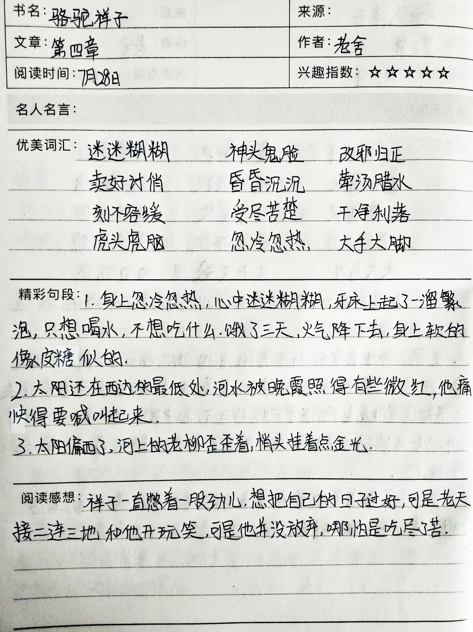 骆驼祥子段落摘抄加欣赏(骆驼祥子段落摘抄加欣赏AI)