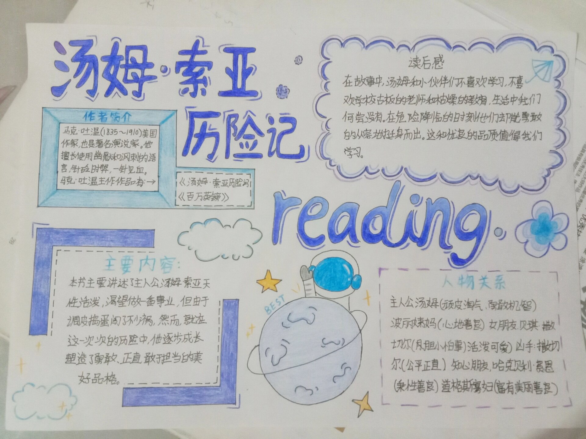 《汤姆索亚历险记》手抄报@雅雅子talks的动态