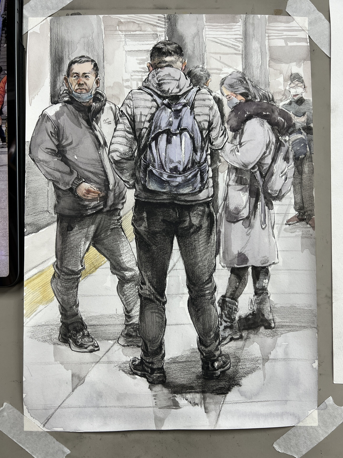 两张车展候车场景速写!有需要的同学存图