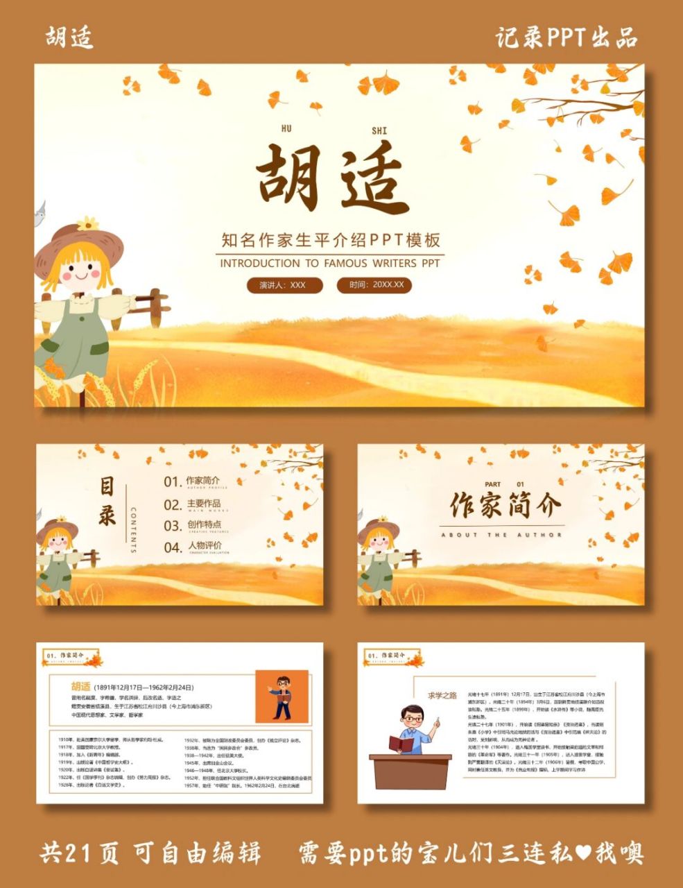 胡适人物介绍 胡适 ppt模板 #胡适# #胡适之# #胡适语录# #读胡适