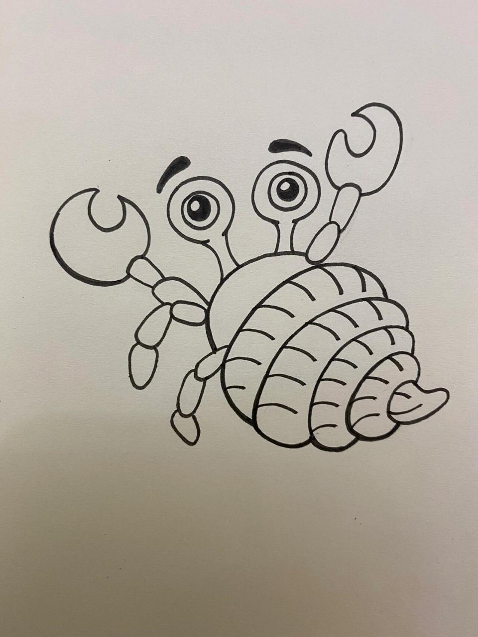 儿童动物简笔画(46/100) 卡通寄居蟹