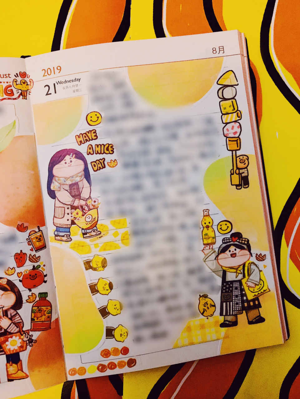 手帐打卡03灿黄的芒果探出头来 芒果0377柠檬93太可爱了!