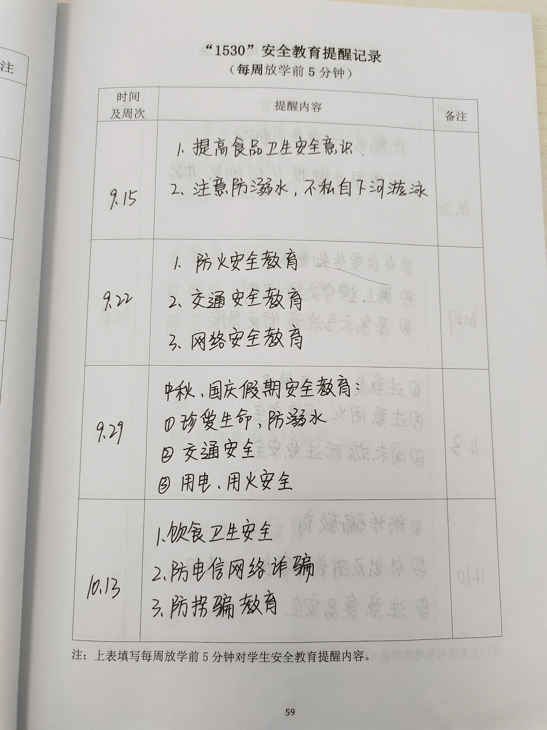 每周放学前5分钟安全提醒