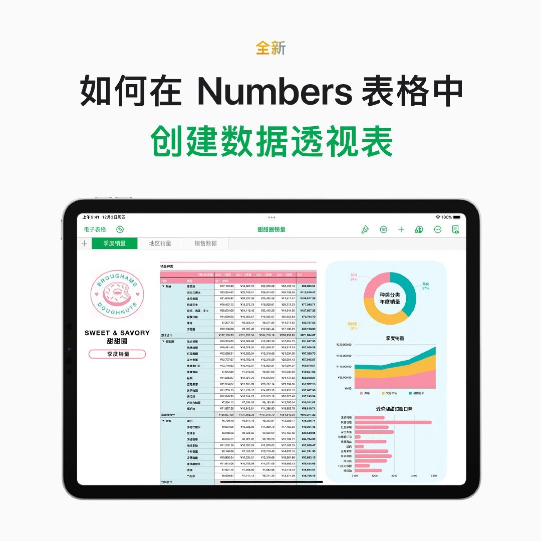 如何在 numbers 表格中创建数据透视表?