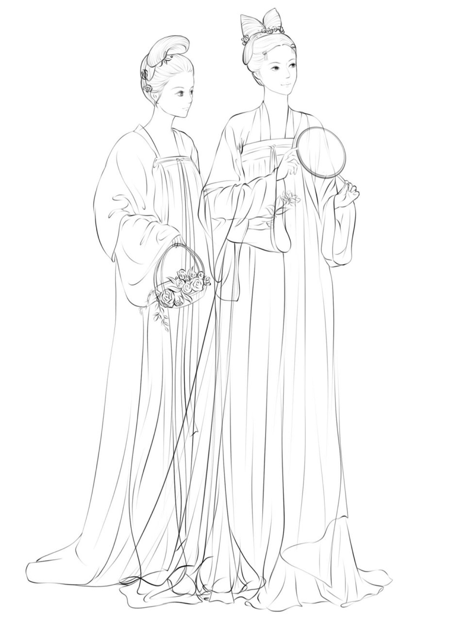 古风人物全身线稿练习—07 参考: 本周练习结束了,明天九宫格奉上