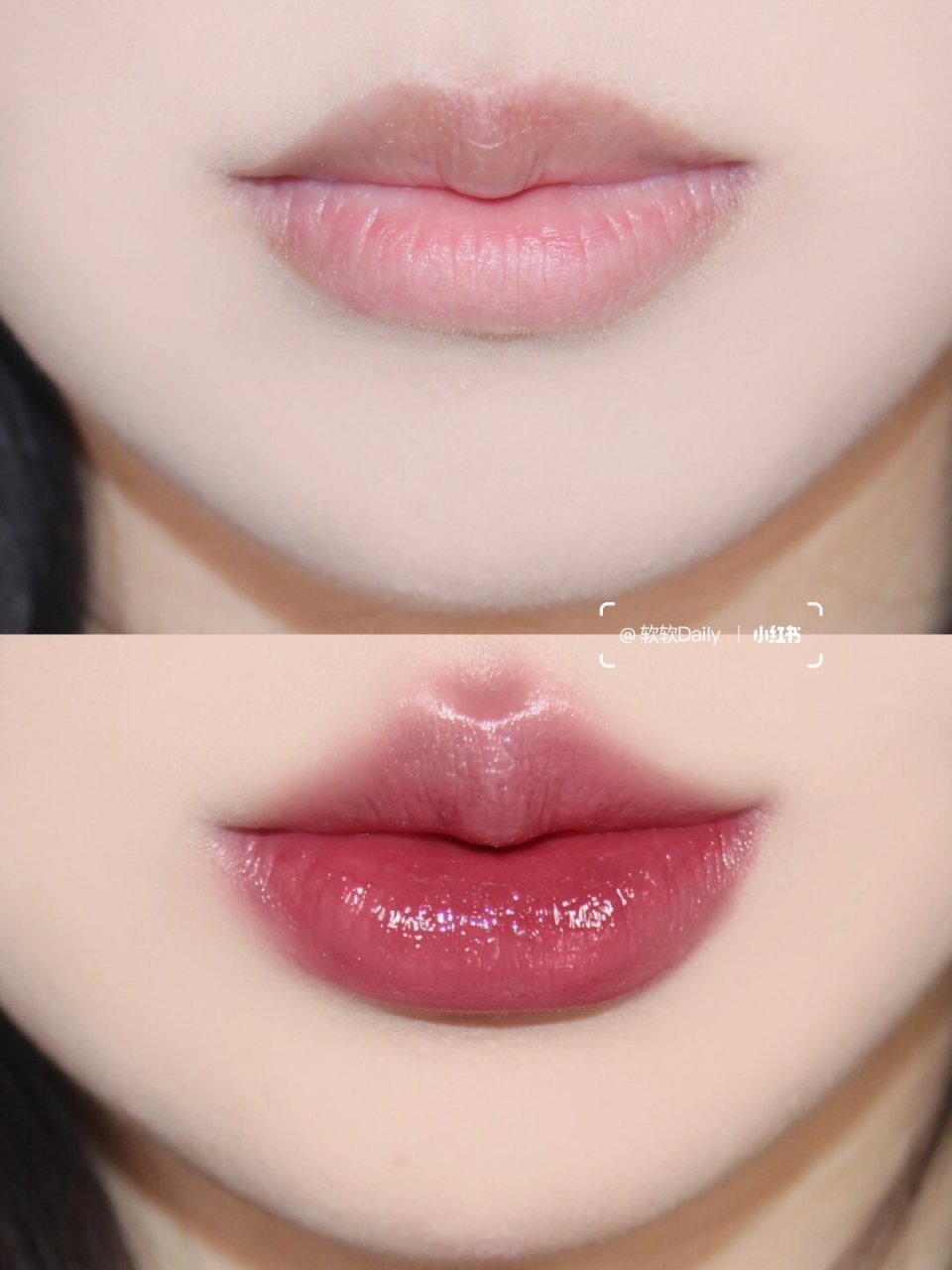 饱满立体的漫画玻璃唇妆～ 厚唇改薄省去涂唇峰,下唇边步骤 薄唇改厚