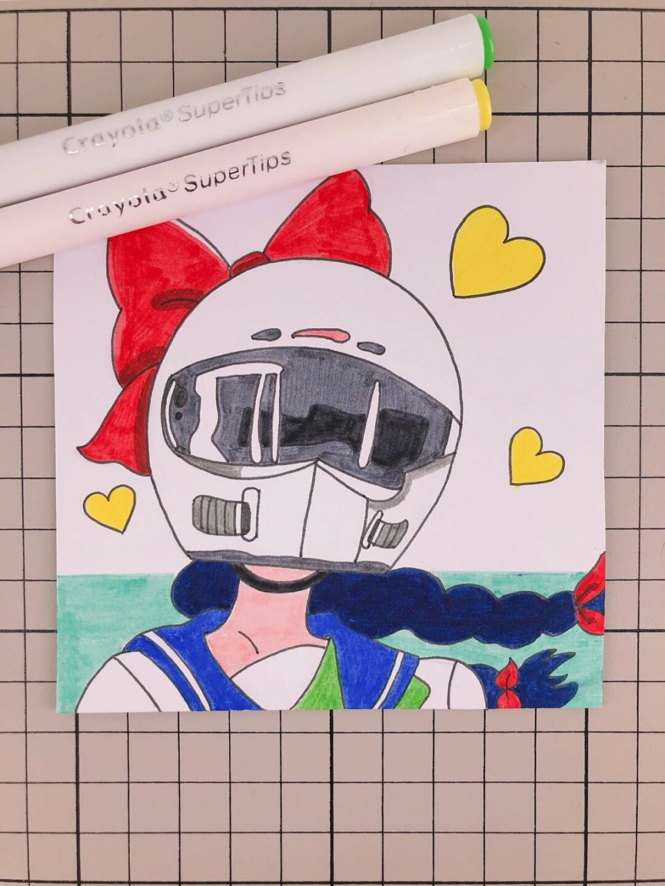 第240幅|机车女孩简笔画,又酷又飒的女孩7815 crayola绘儿乐50色