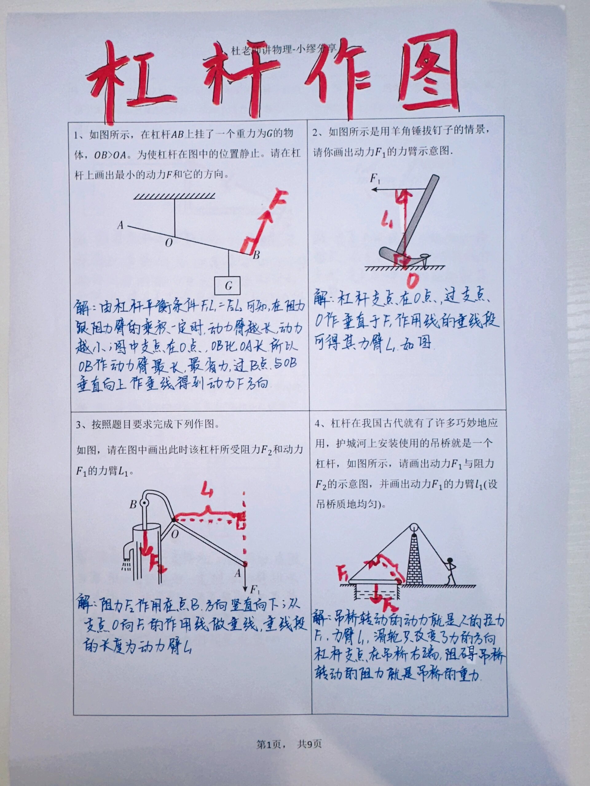 杠杆画图题技巧图片