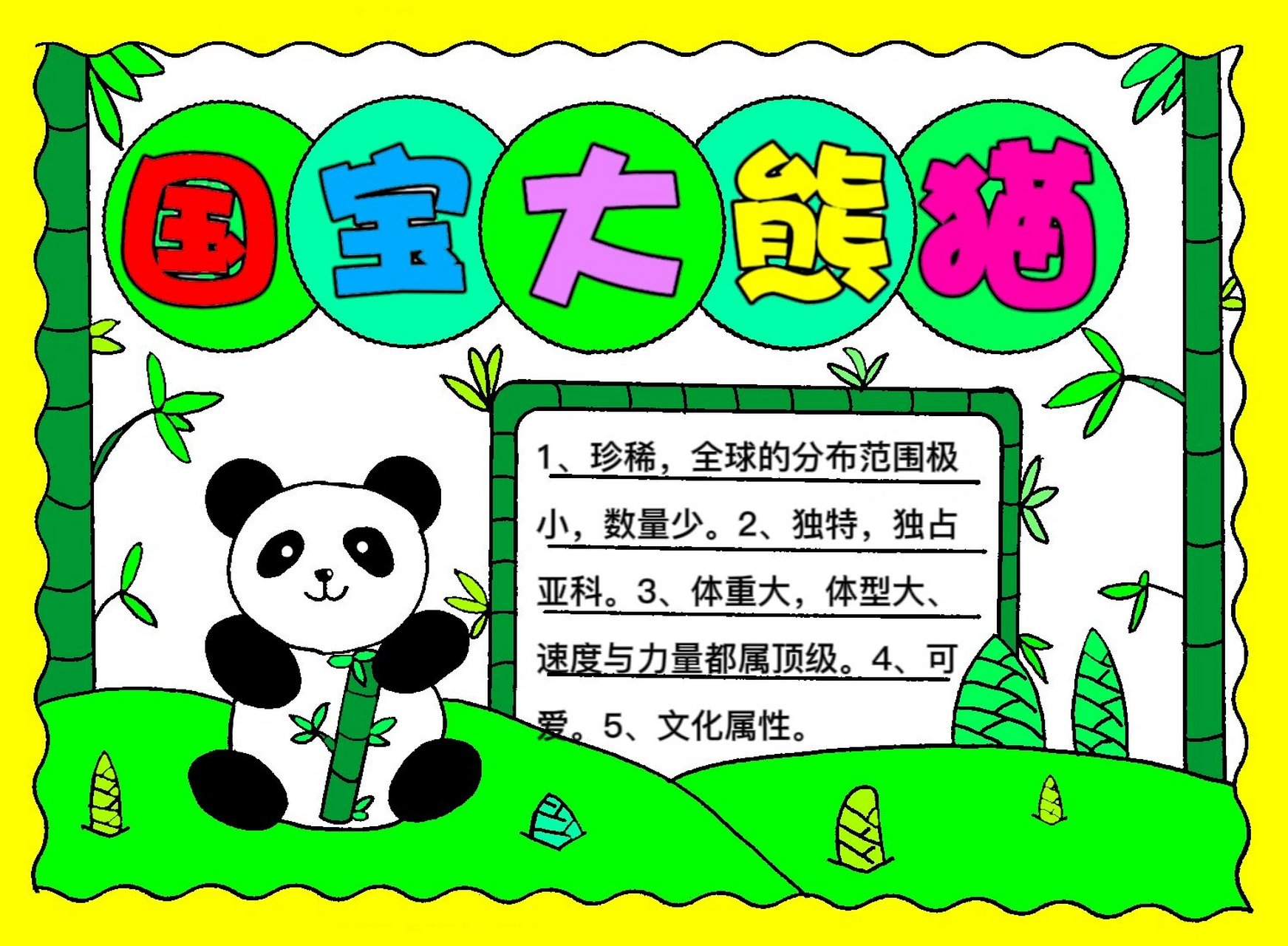 大熊猫主题手抄报 大熊猫主题手抄报简单又好看