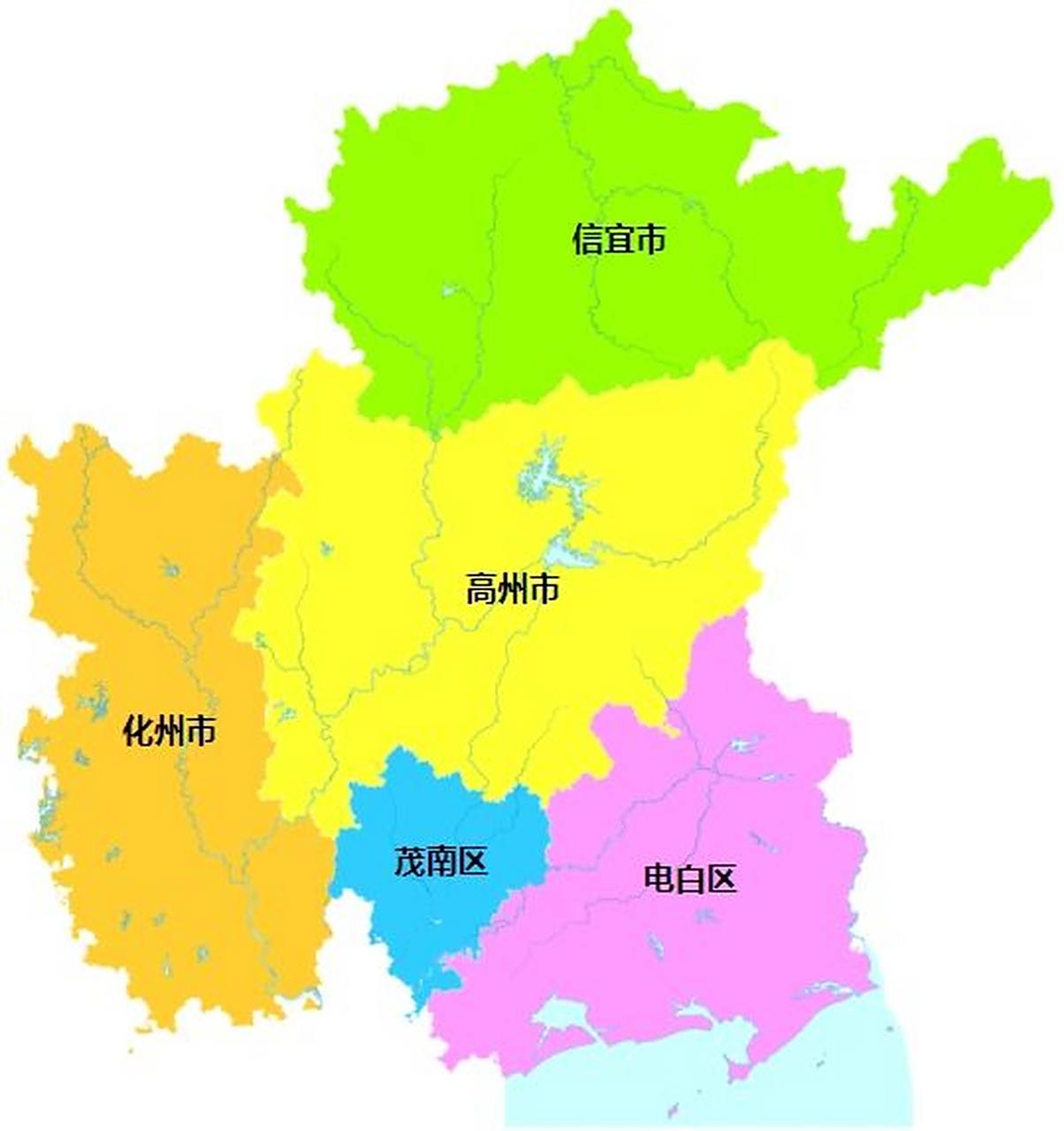 茂名行政区划 茂名市,广东省辖地级市,总面积为11427.