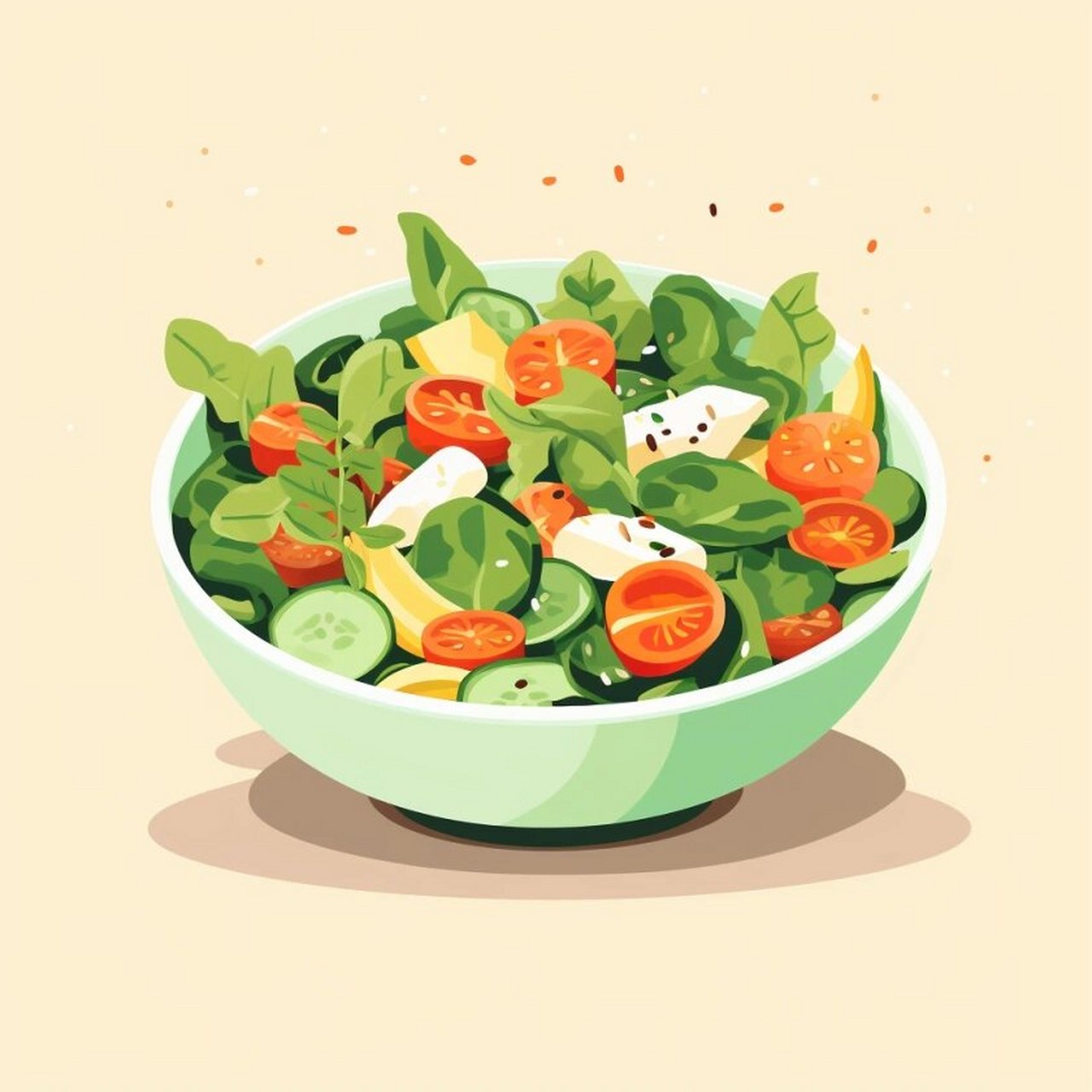 扁平风插图—沙拉 妇产科营养配图—沙拉