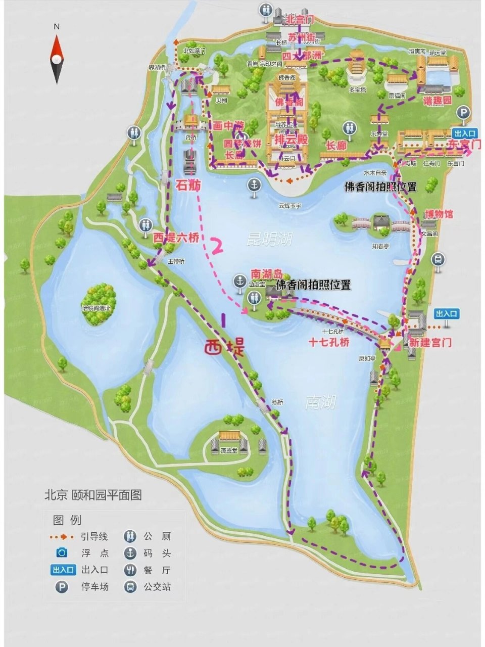 颐和园的路线图图片