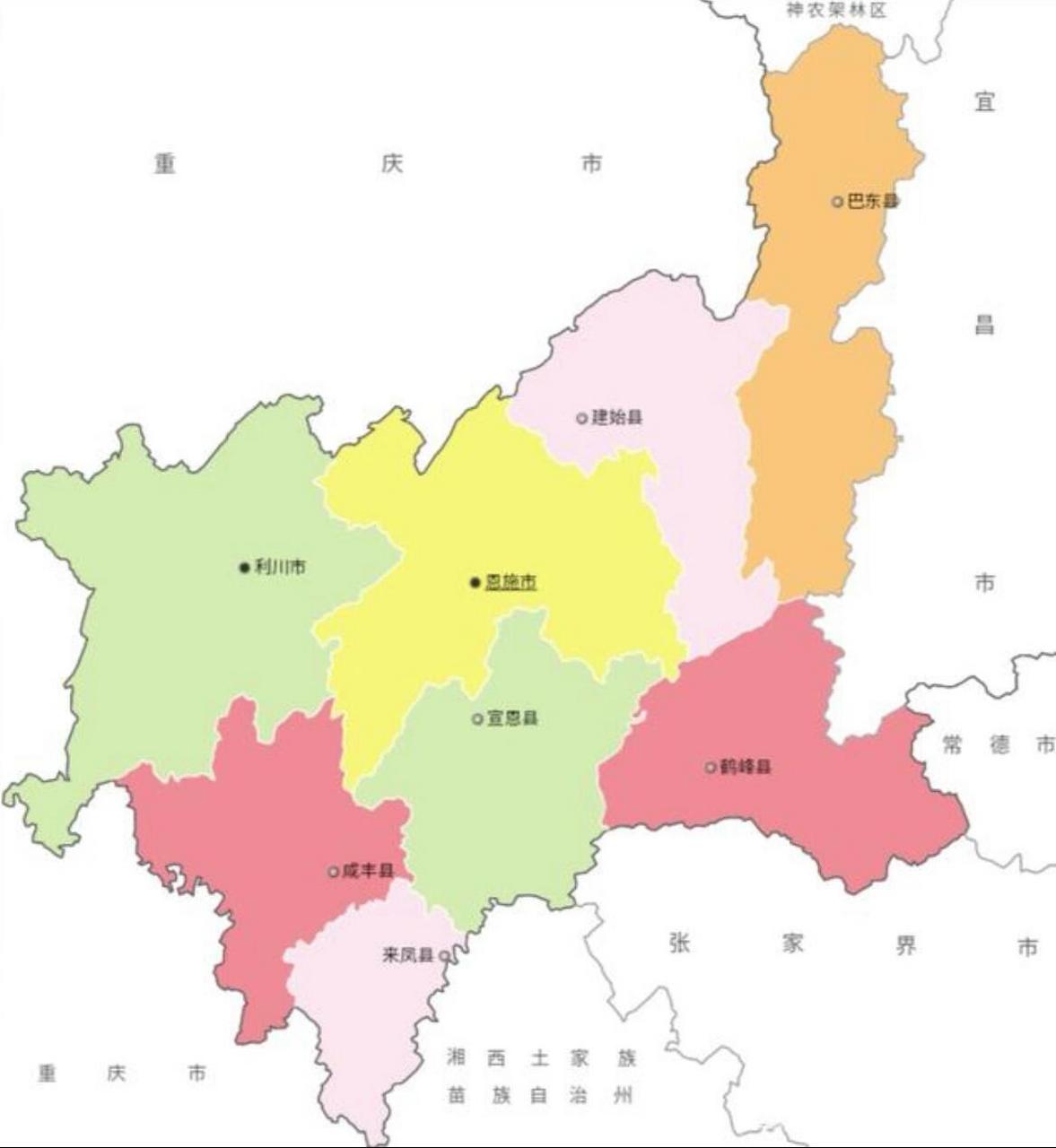 41万平方千米,下辖2市6县,州府恩施市.