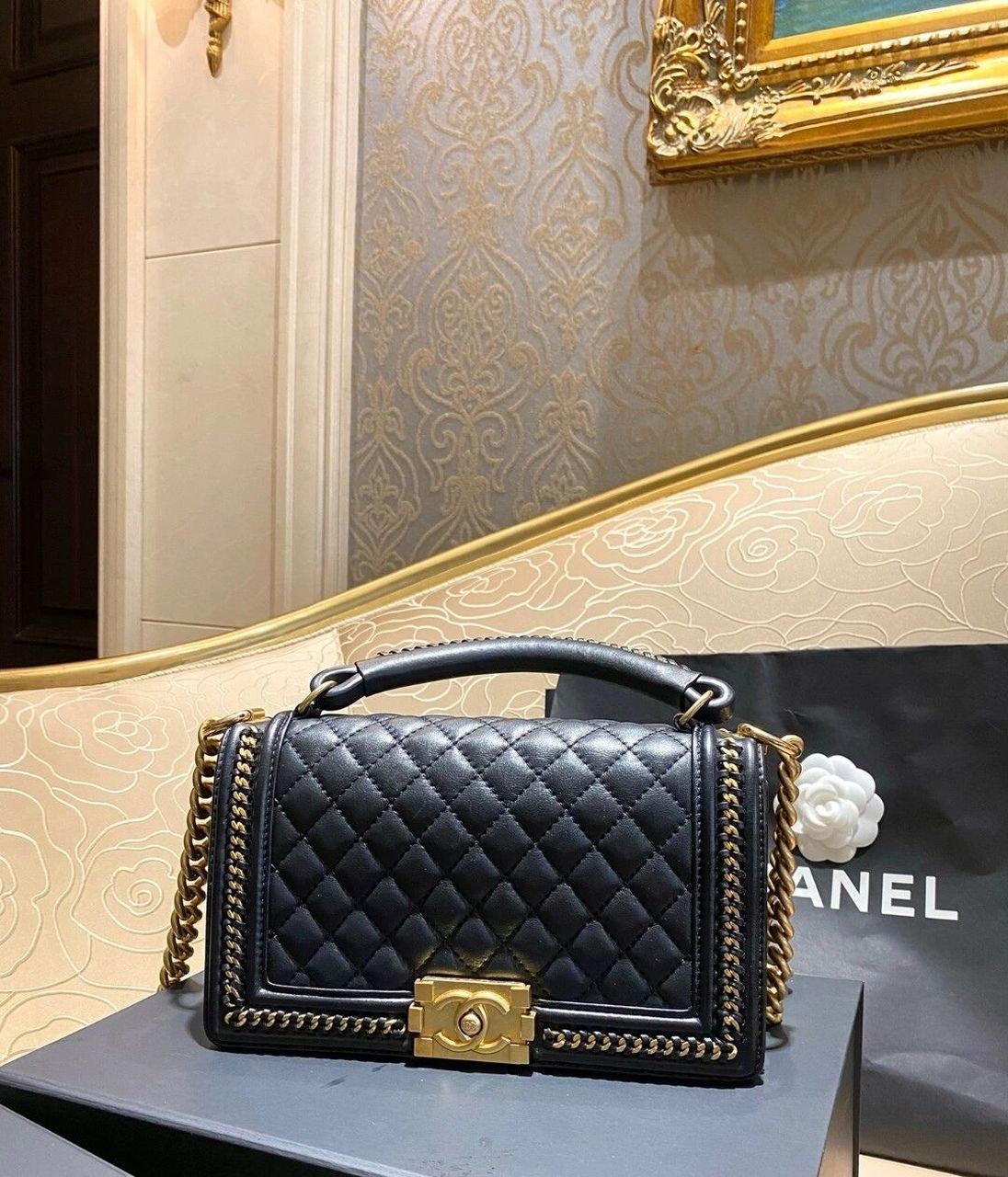 香奈儿黑金leboy 公价接近5万的特别版手柄编织leboy香奈儿chanel