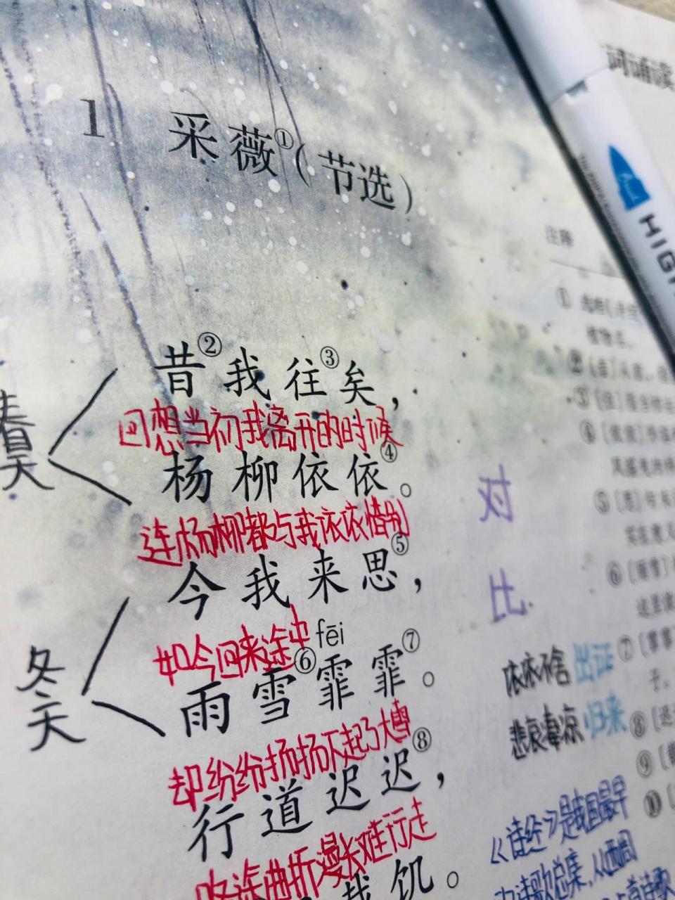 六下语文笔记|1.采薇(节选)    我爱语文哈哈哈