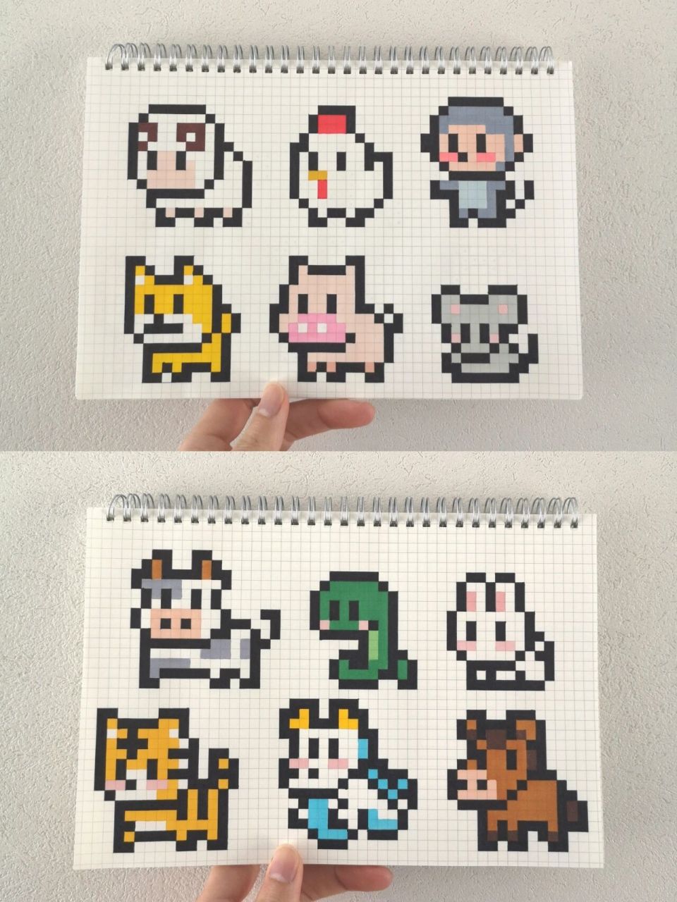 超级可爱的十二生肖像素画 像素图纸来自: 96 网格本:b5