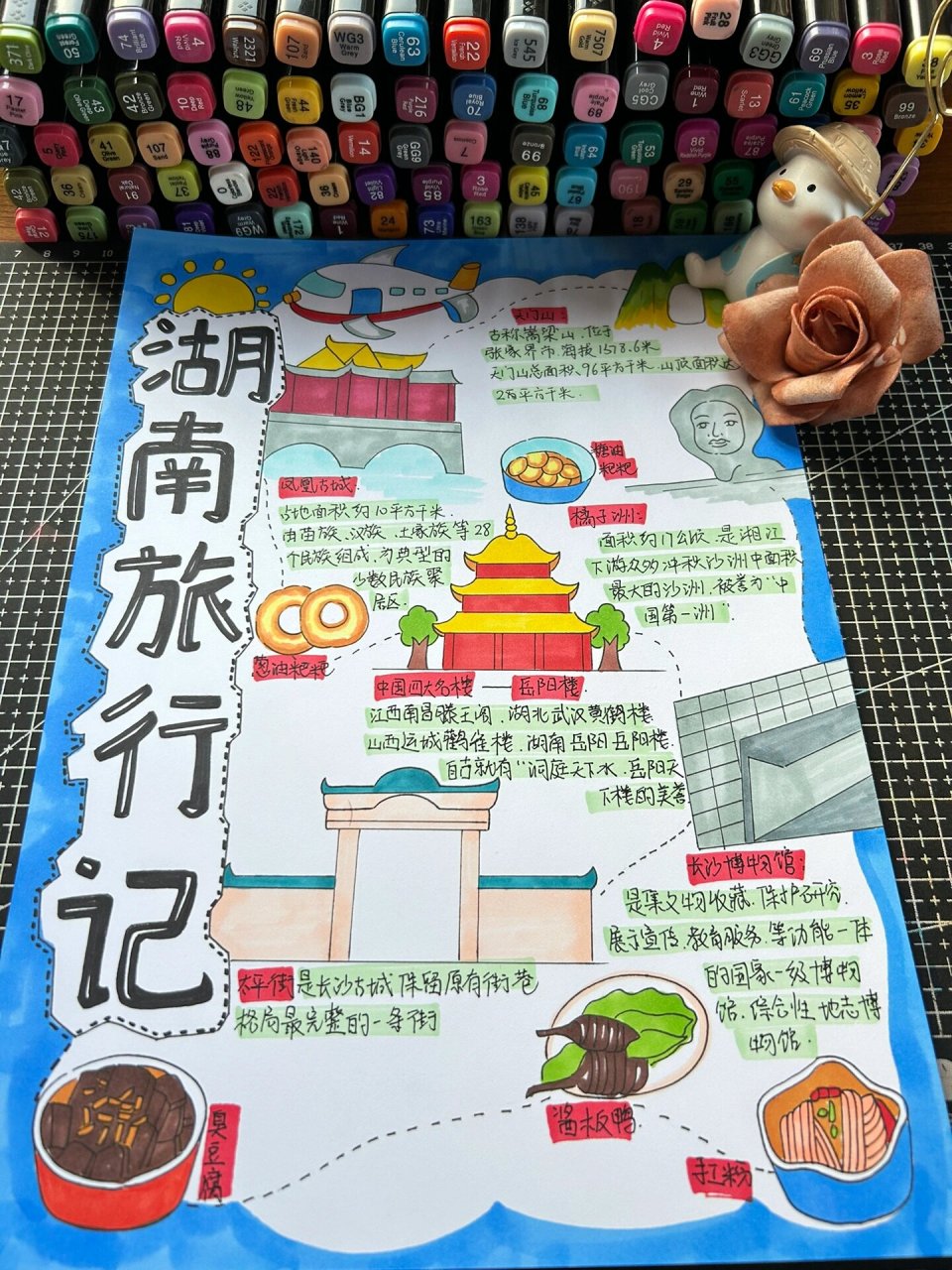 湖南旅行记手抄报 湖南旅行记手抄报,暑假研学旅行小报,暑假游记手