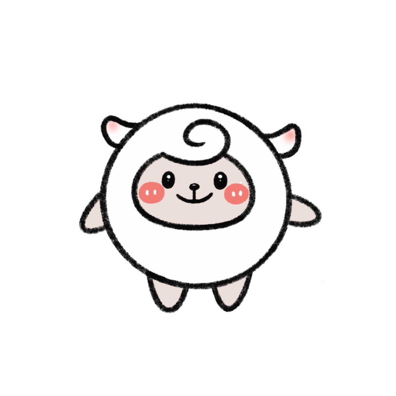 手残党学简笔画附教程7315可爱小羊简单画法 今天画个可爱的小羊