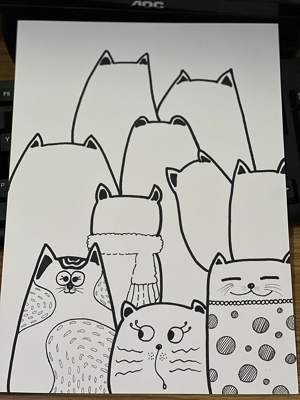 所以没有铅笔稿啦 后面有大概的步骤图哦 #手绘# #简笔画# #猫咪