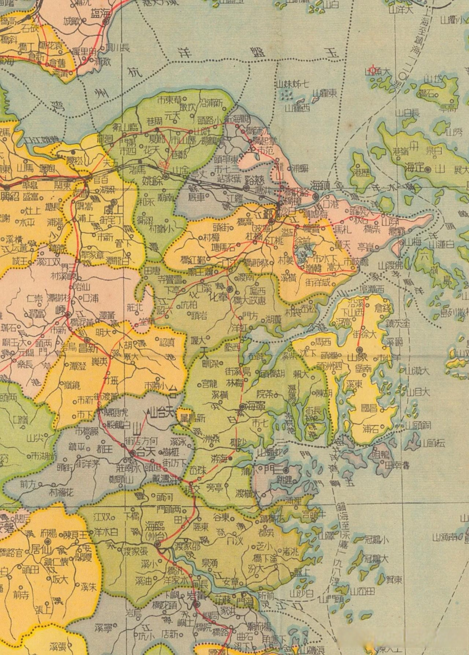 民国时期的宁波分县地图.