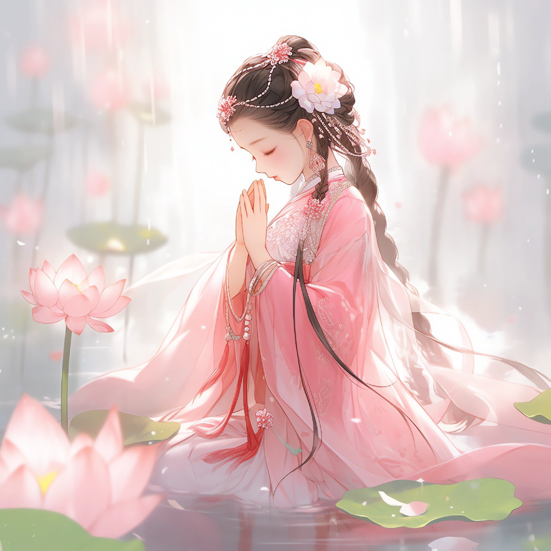 粉色系祈祷小仙女头像