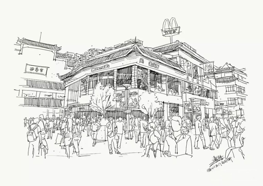 速写深圳东门步行街