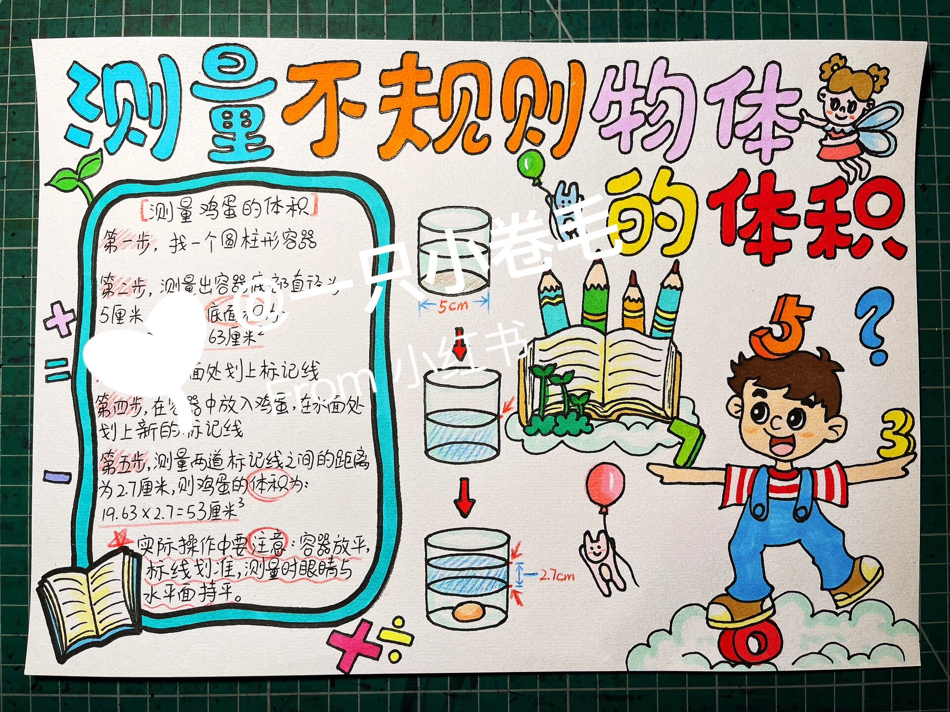 数学手抄报 测量不规则物品体积的方法