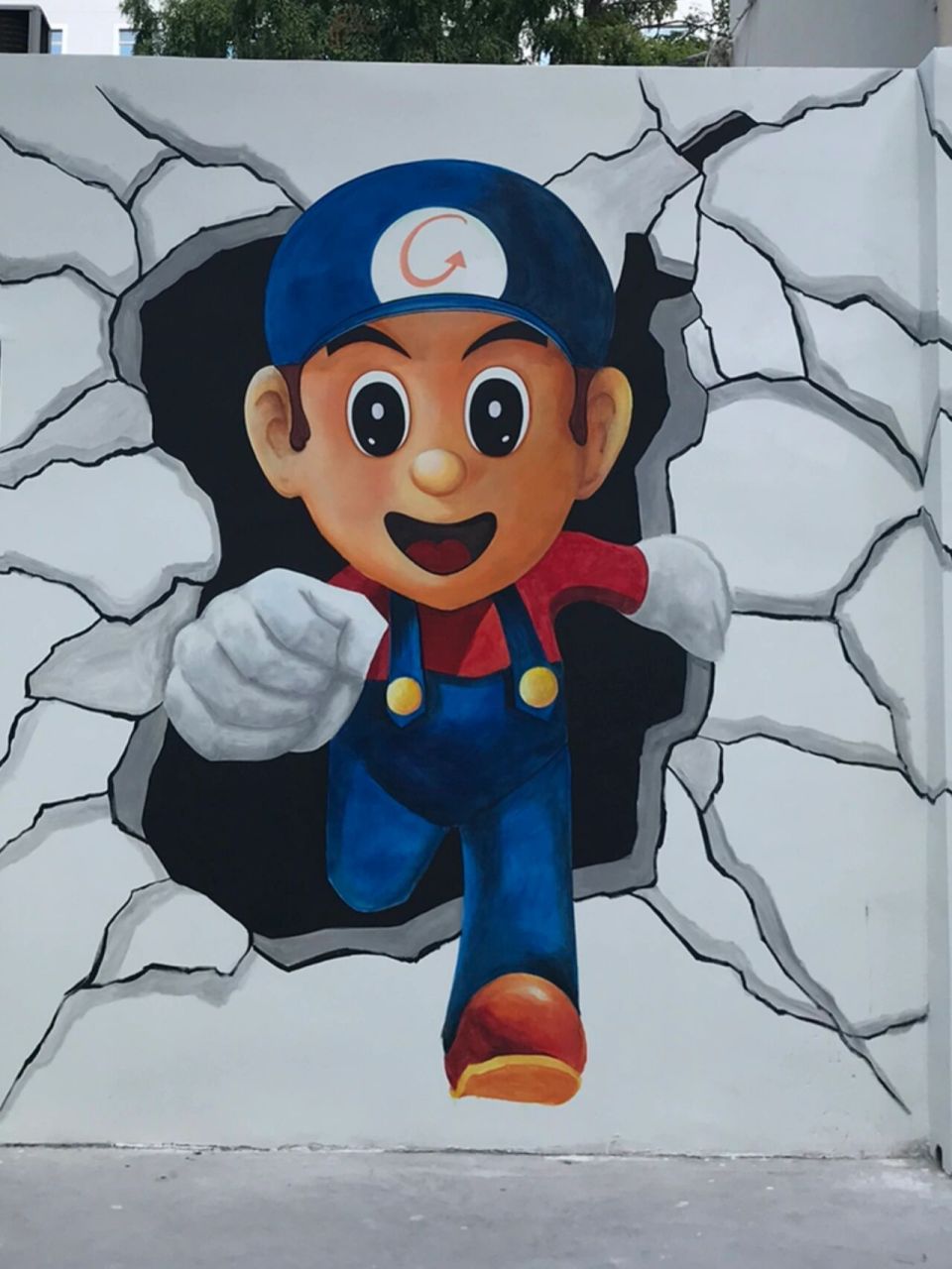 3d主题的墙绘,小朋友可以打卡互动,图案以卡通人物马里奥的形象加以