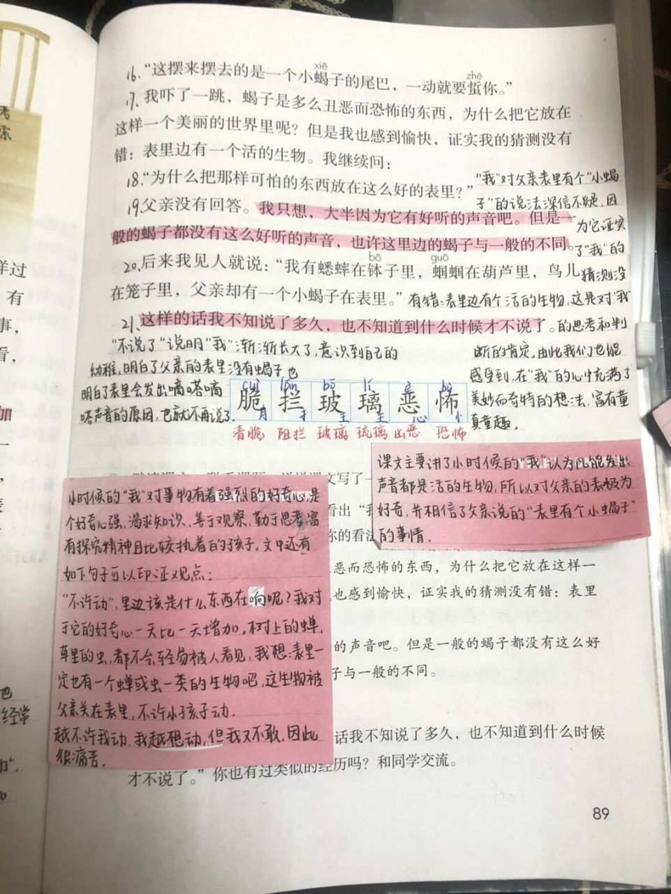 六下语文 六年级下册语文人教版《表里的生物》课堂笔记#六年级下册