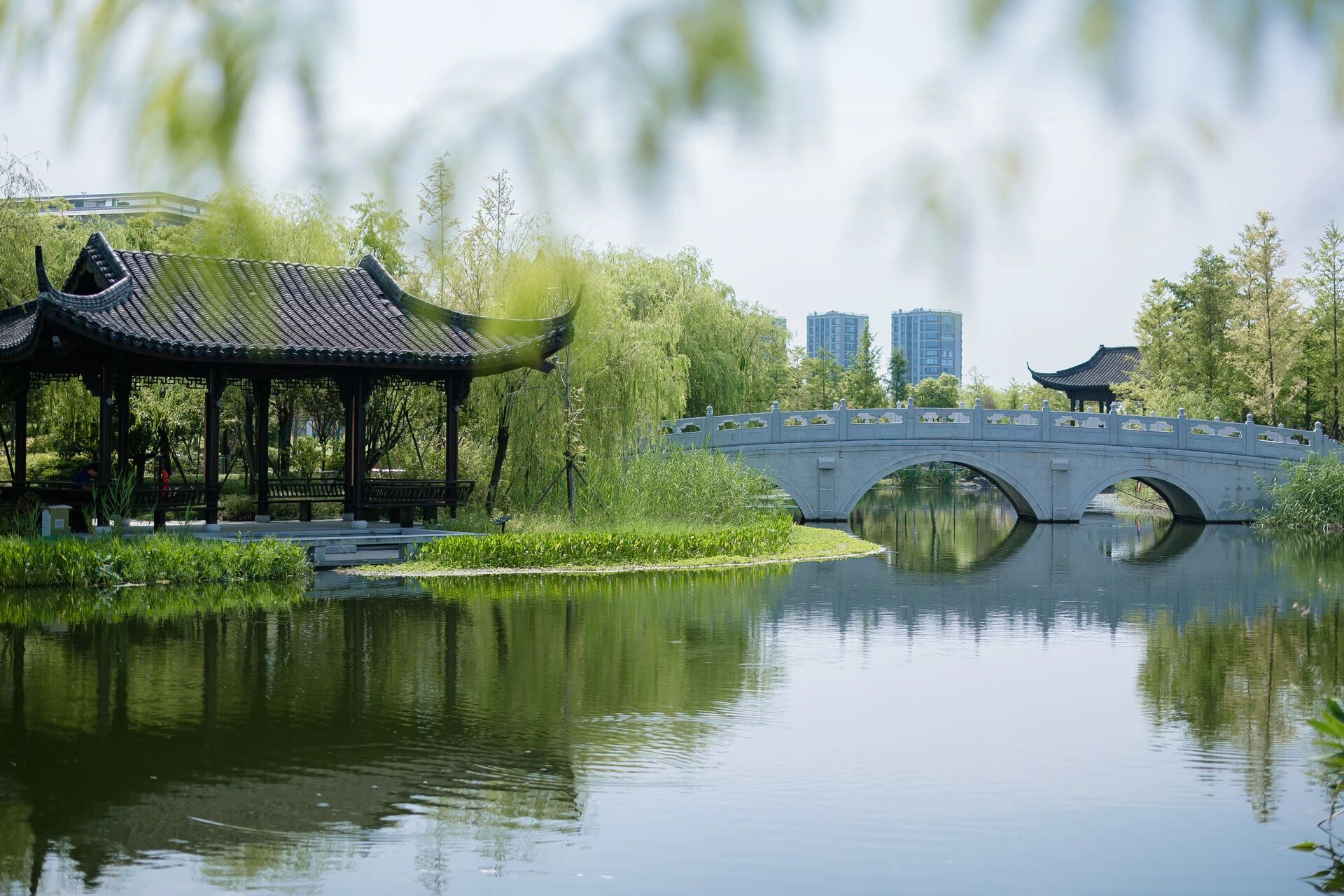 杭州桃花湖公园北区婚庆产业园全景风貌 桃花湖北区是杭州城市土地