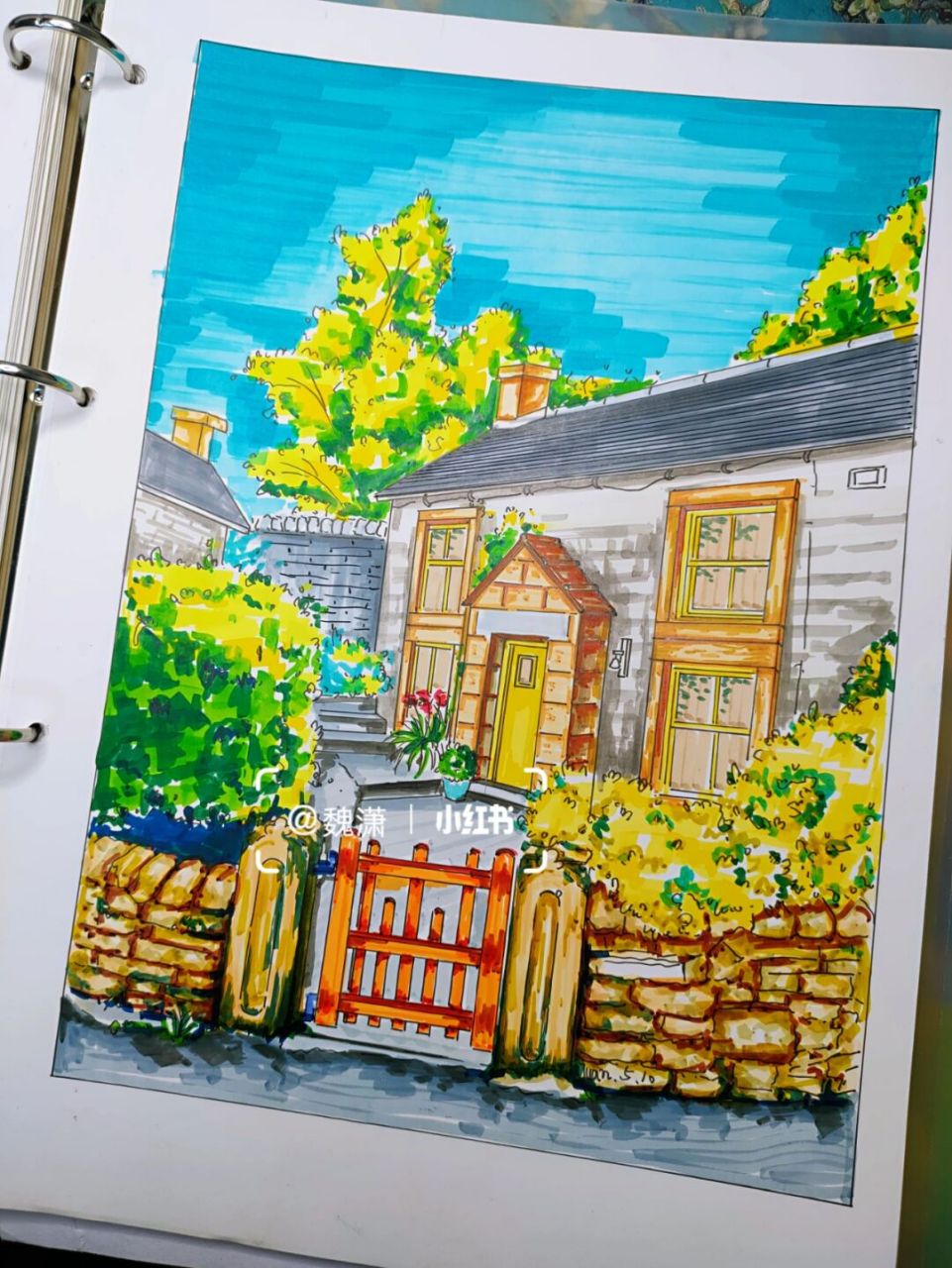 (英国乡村mlldale米尔戴尔) #照片转插画# #马克笔风景画# #马克笔画