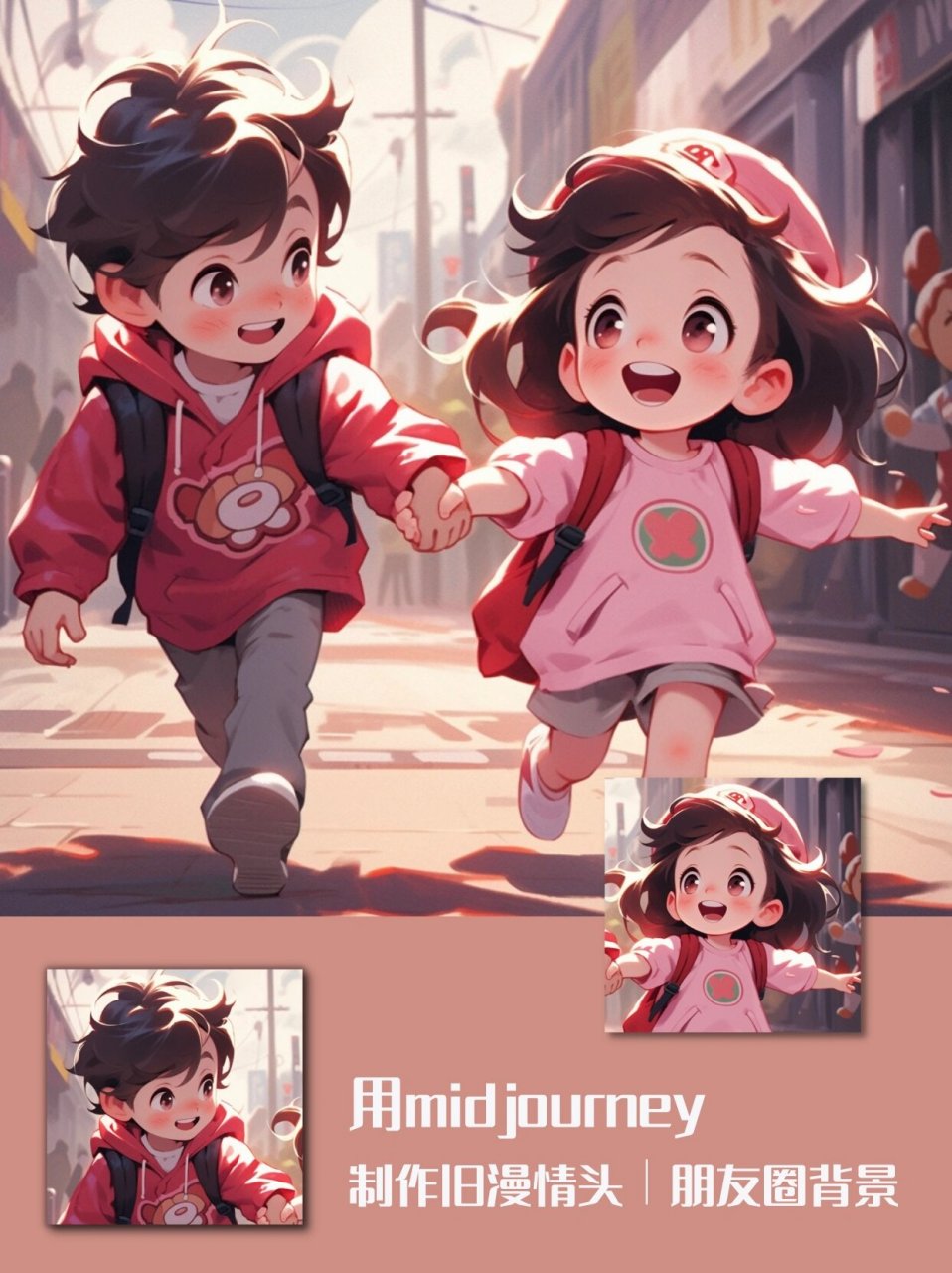 用mj制作旧漫情侣头像|朋友圈背景图 一起逛街,手牵手的时刻,甜蜜溢满