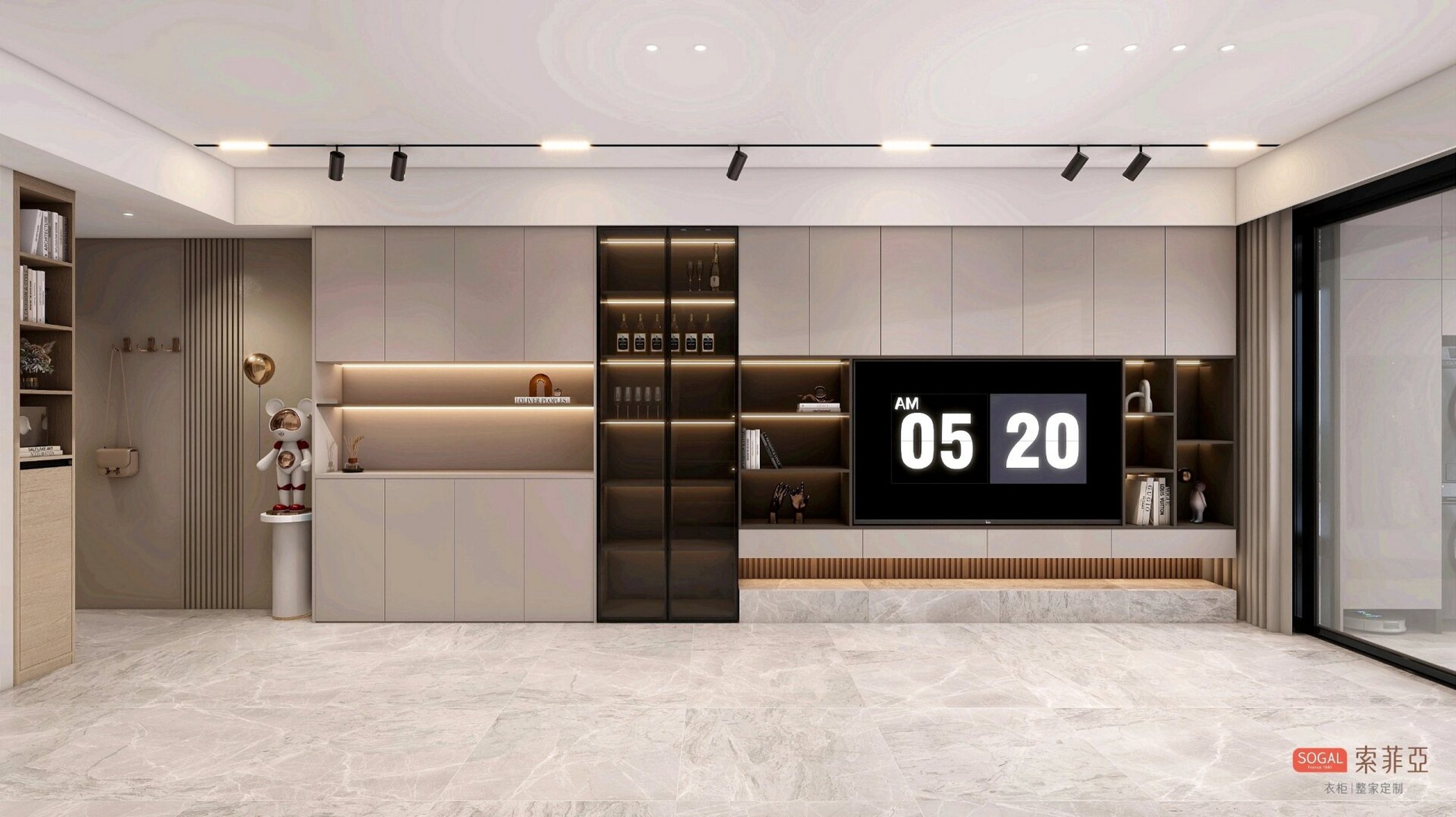 #索菲亚全屋定制 今日份出图～餐边柜电视柜一体化设计