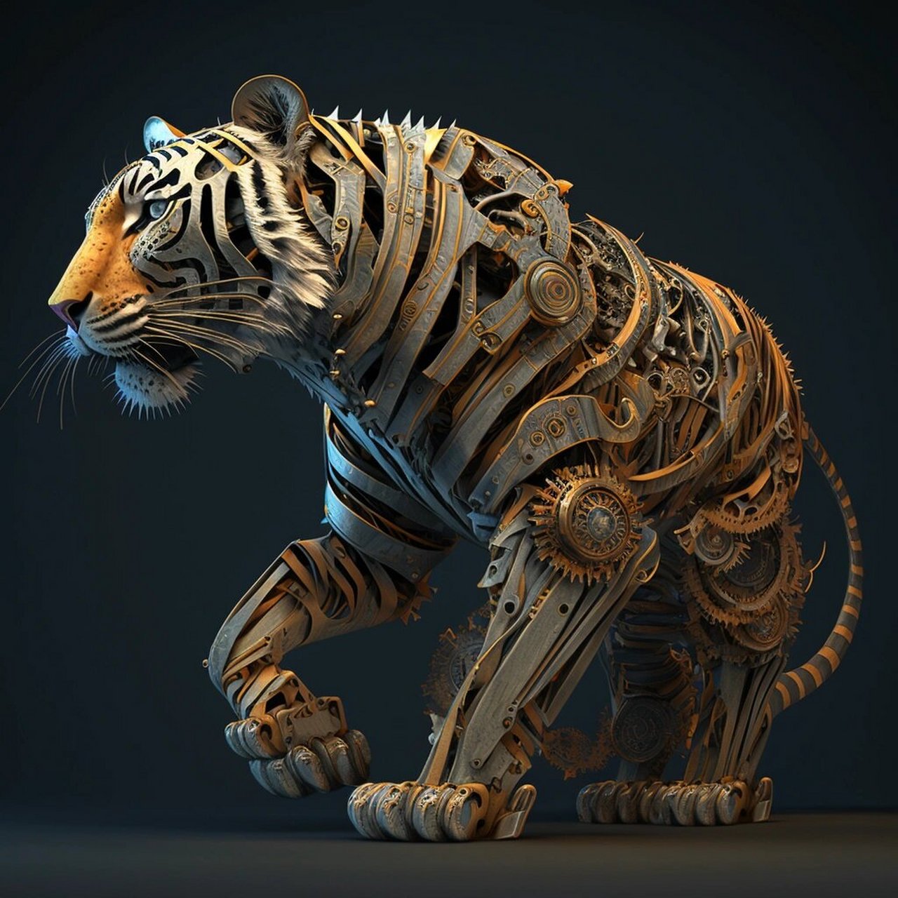 机械老虎,斑纹线条很漂亮