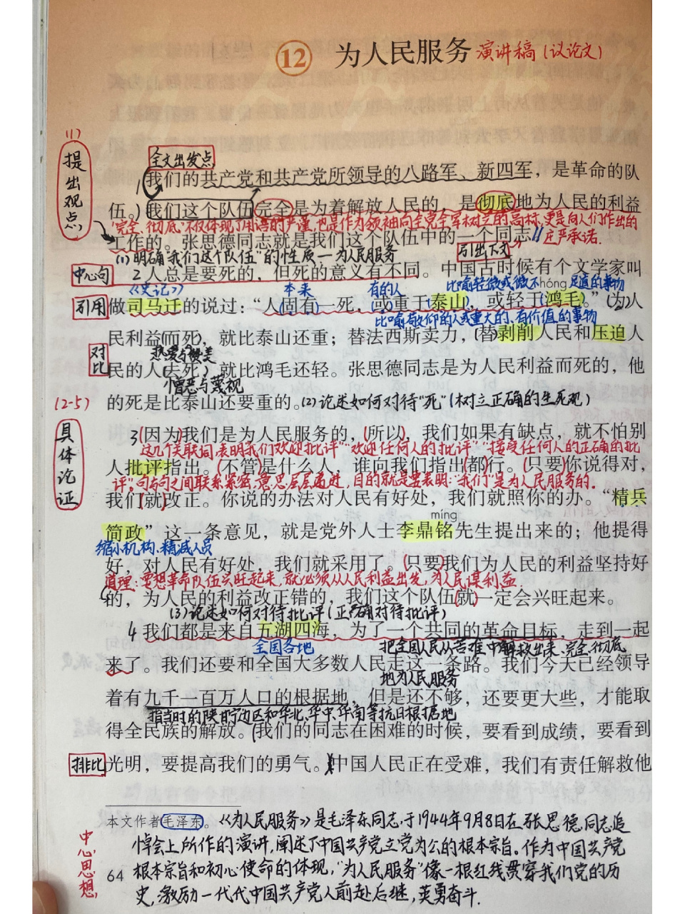 为人民服务 备课笔记!