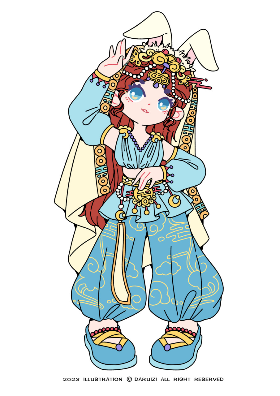 角色设计|天竺少女 想画一个兔子精～ 然后就想到了西游记里面的天竺