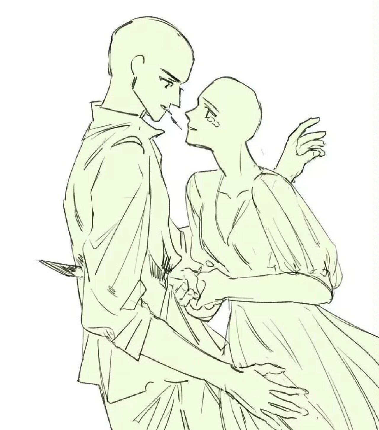 虐恋cp情侣绘画参考 分享一组双人互动姿势参考,虐恋cp