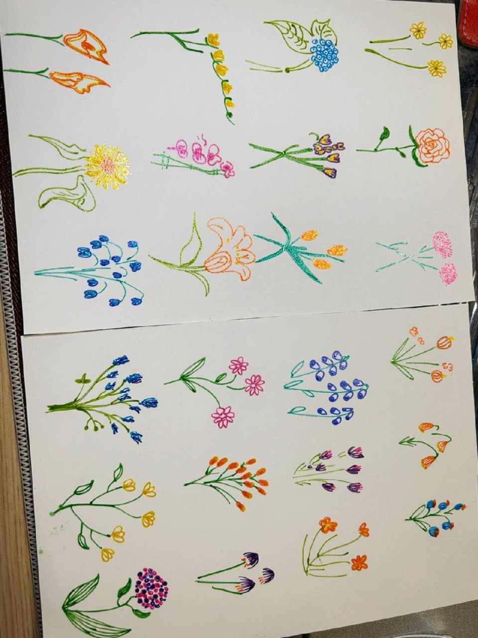 植物花卉简笔画 装饰画 彩色荧光笔 色彩让人心情愉悦96 五彩缤纷是