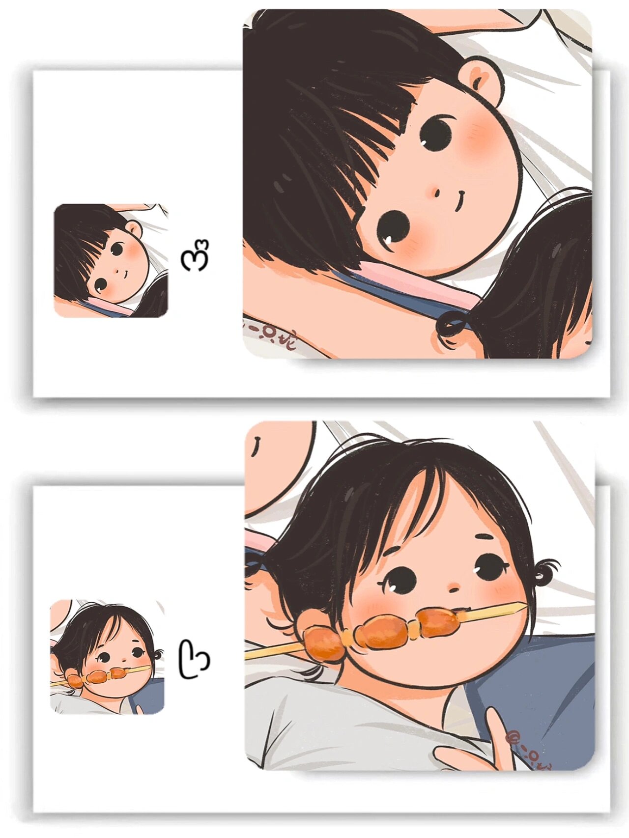 人类幼崽多可爱|插画手绘情侣头像可爱萌娃