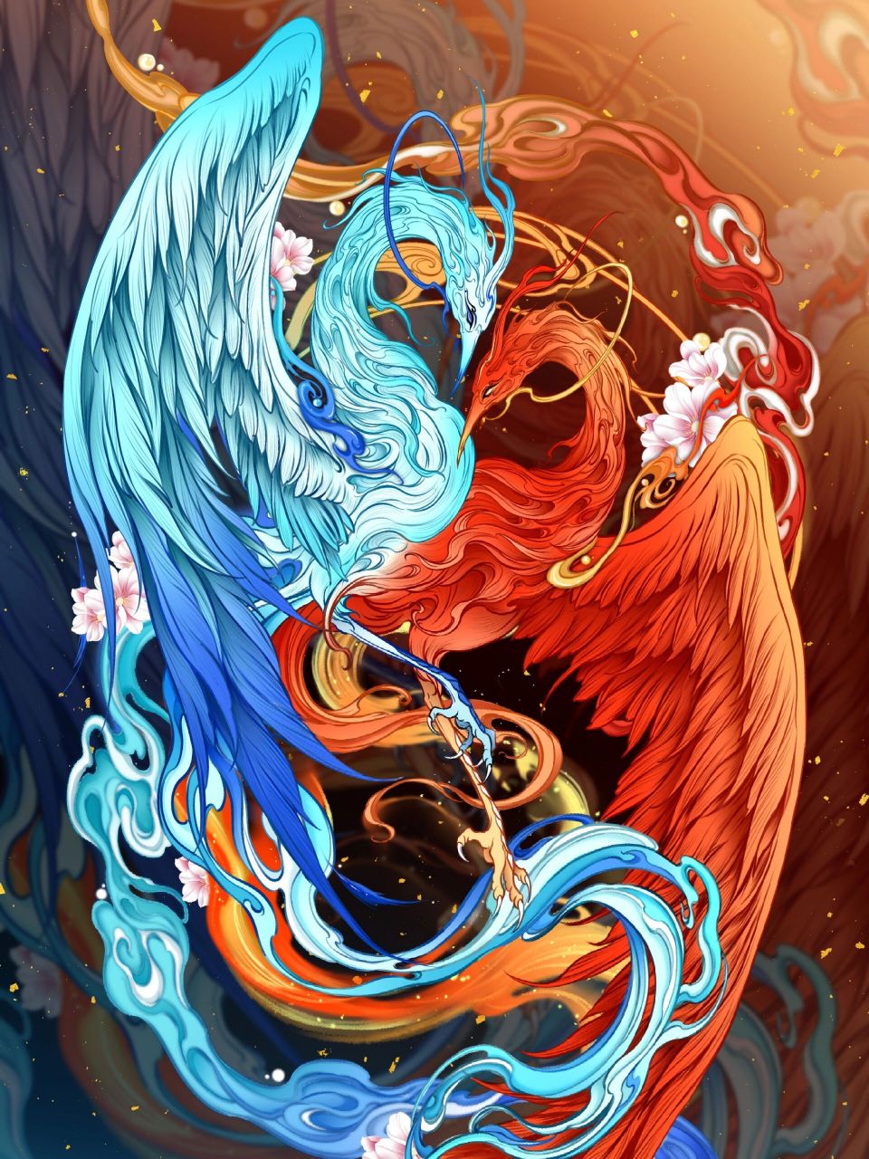 【山海经 比翼鸟】 《山海经·海外南经》记载:"其状如凫,一青一赤,一