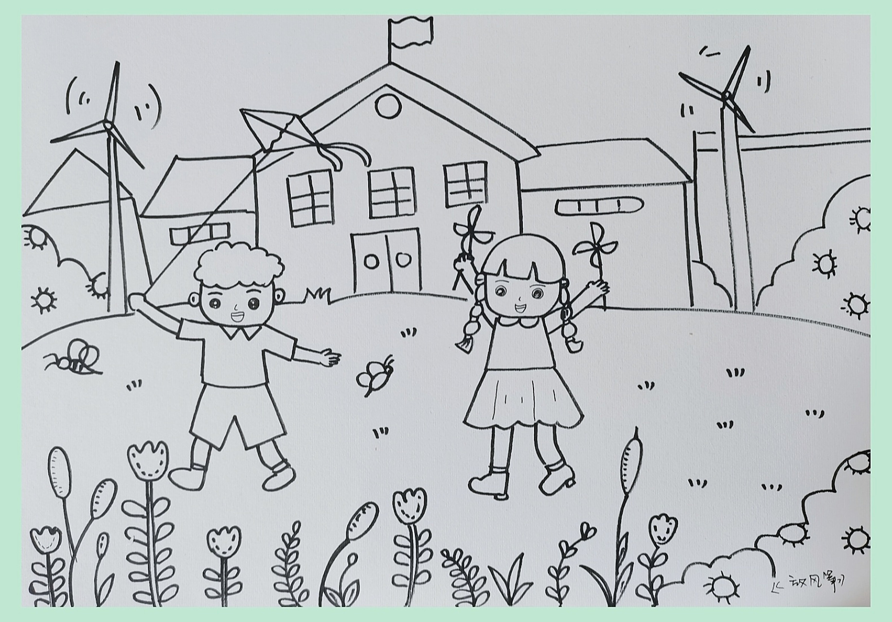 幼儿园主题画50幅 新更《放风筝》《家乡美》《笑一笑》《空中的音乐