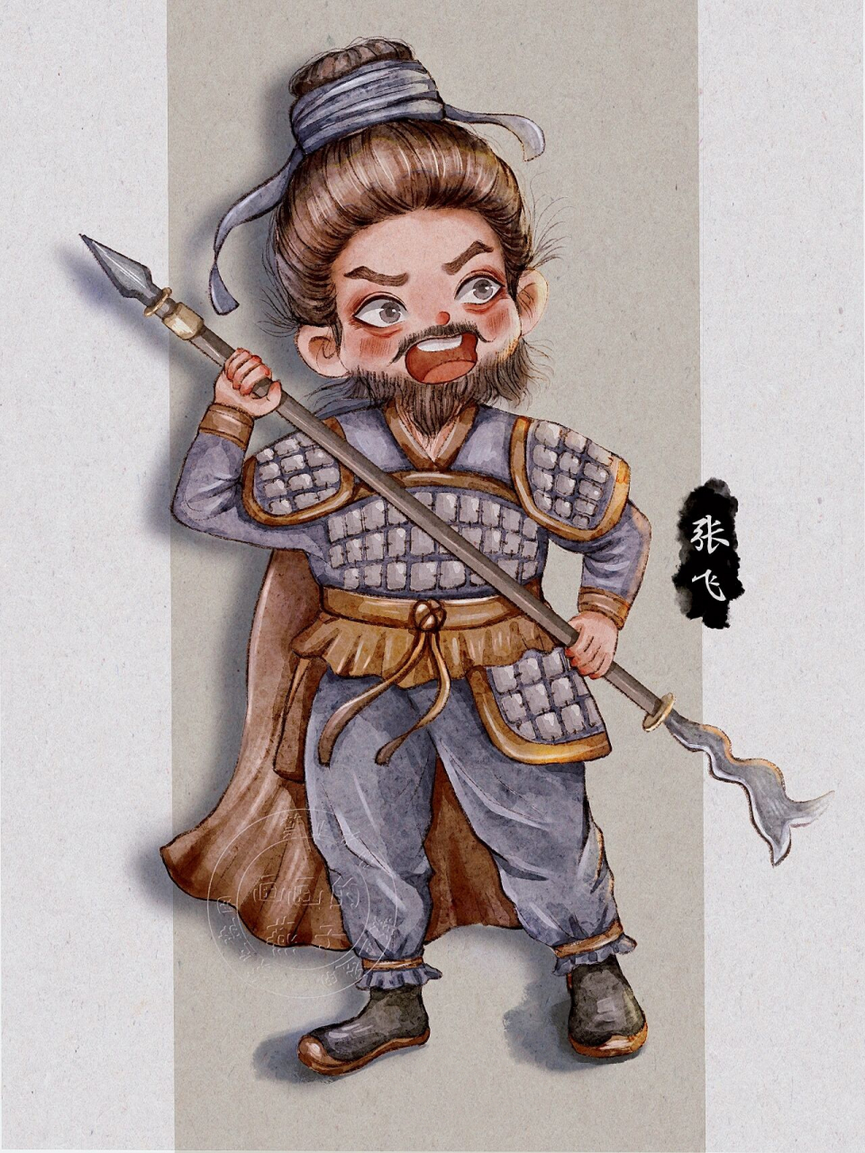 三国人物插画‖张飞  我乃燕人张翼德,谁敢与我决一死战!