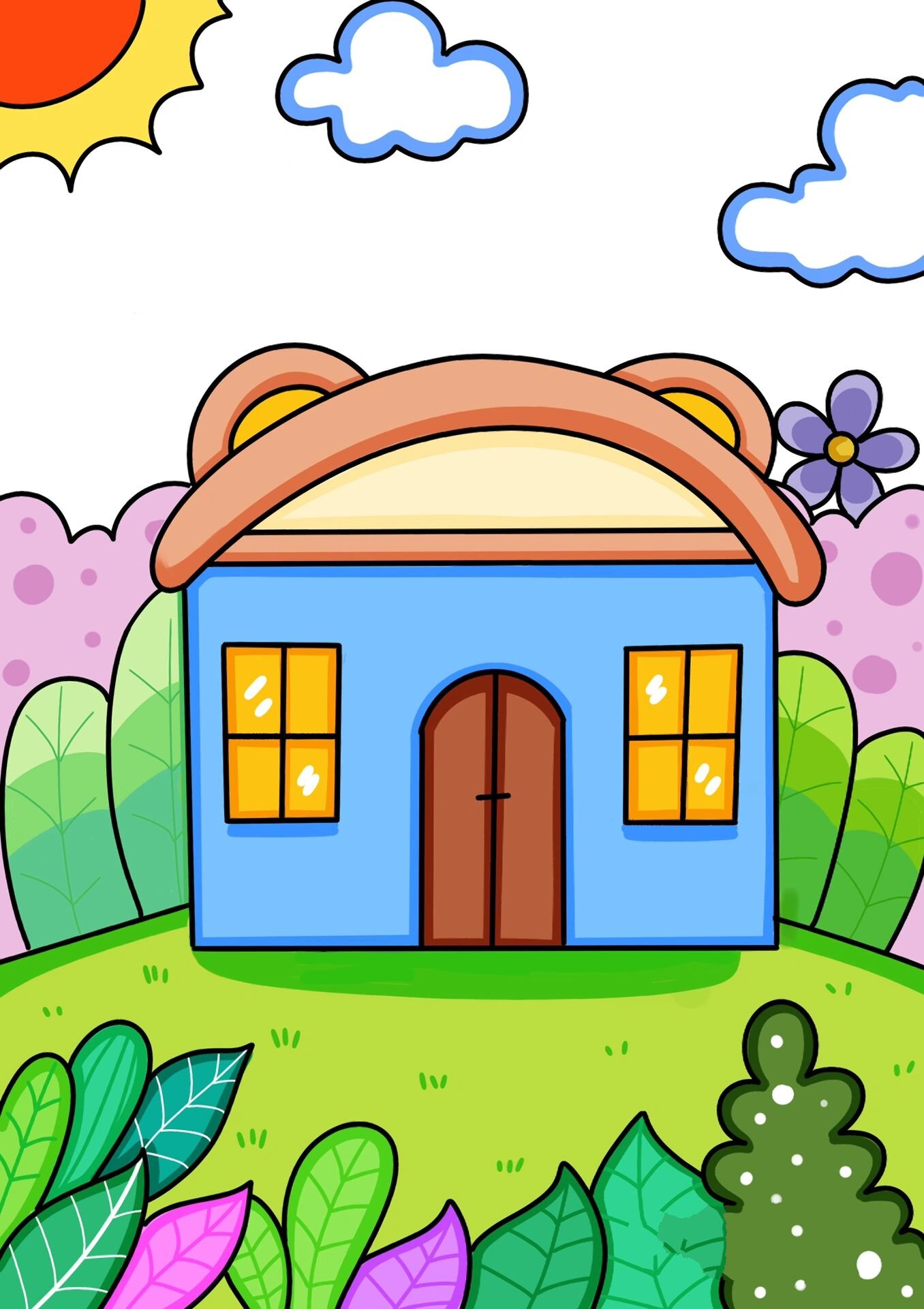 小熊房子🏠儿童创意画 房子儿童画