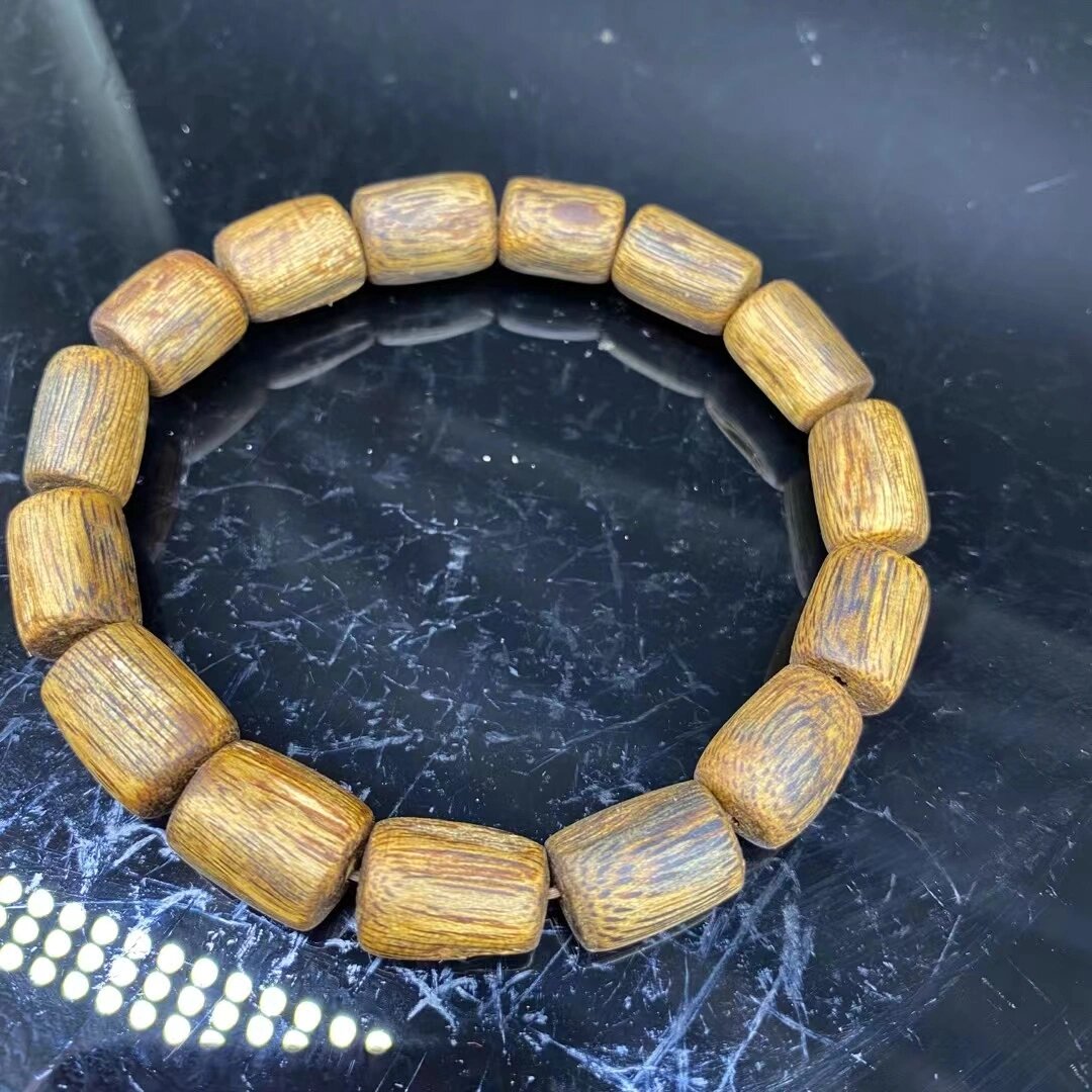 精品海南糖结白奇楠高颜值奇楠桶珠手串