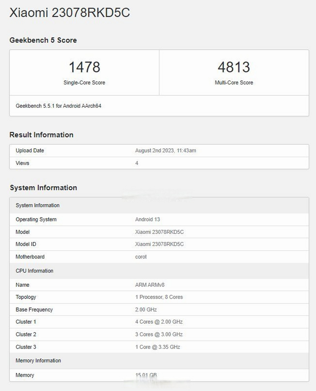 redmi k60至尊版工程机跑分: geekbench 6:1925/5213 geekbench 5