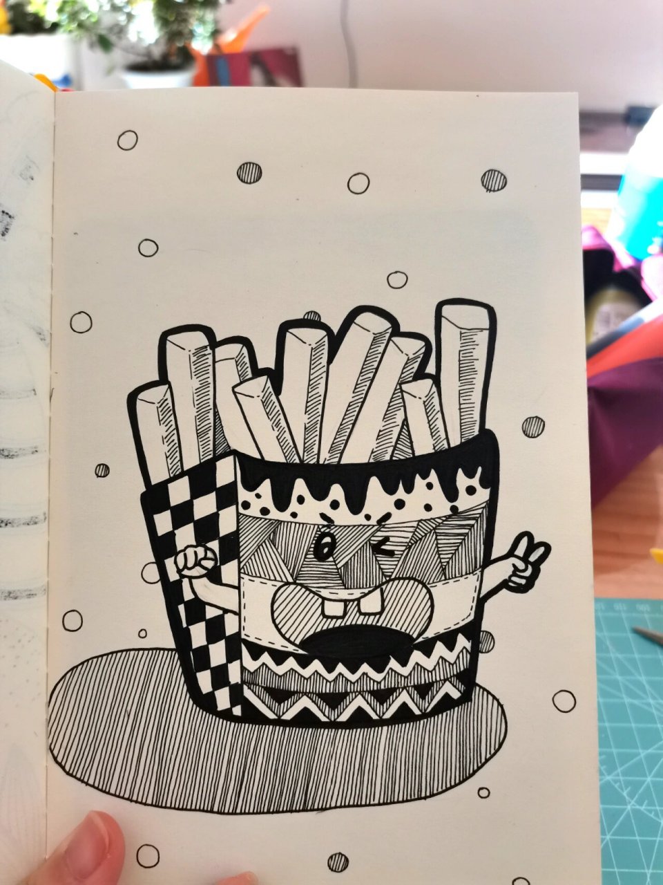 创意线描画～～薯条93 适合6～8岁的孩子 打卡第82幅