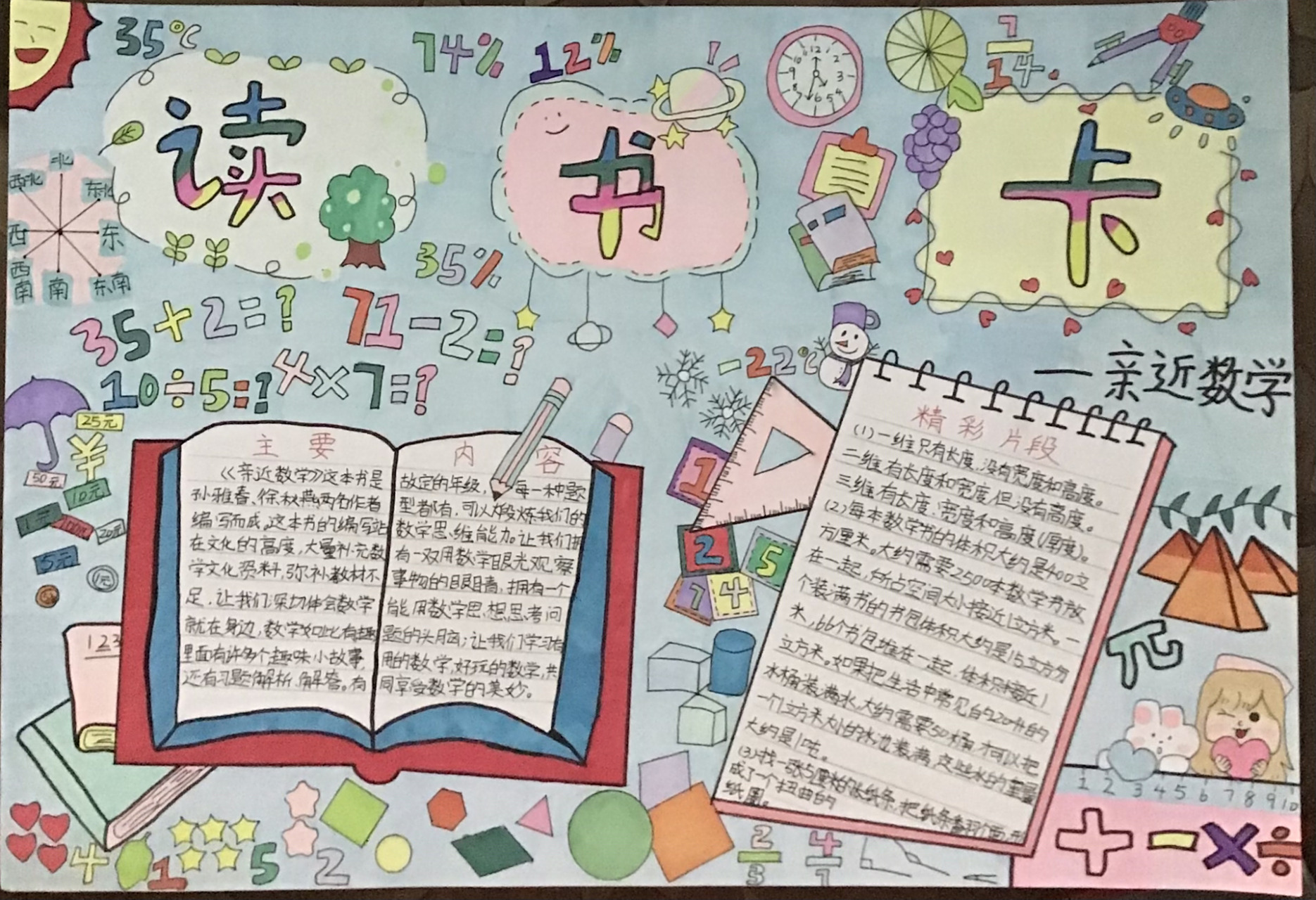 小学生数学读书卡 小学生数学读书卡,数学书目不限,自创.